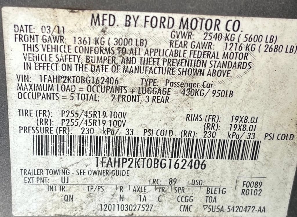 Used 2011 Ford Taurus SHO w/ 401A Rapid Spec Order Code AWD/4WD image 38
