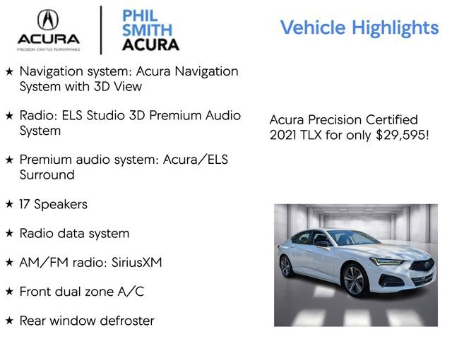 Certified 2021 Acura TLX w/ Advance Package image 5