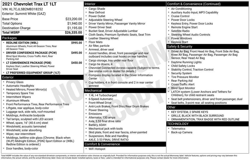 Used 2021 Chevrolet Trax LT w/ Redline Edition FWD image 26
