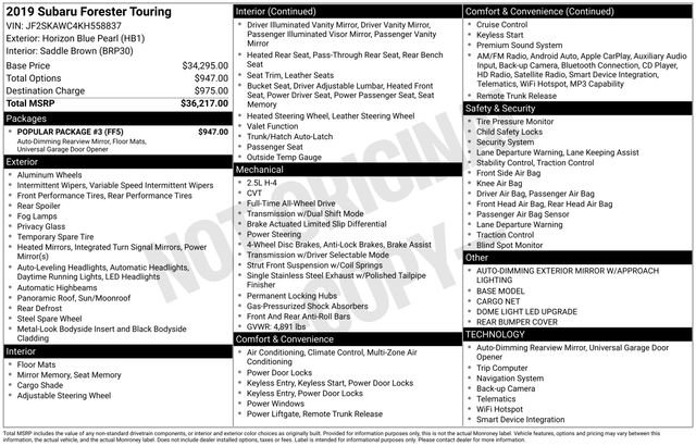 Used 2019 Subaru Forester Touring w/ Popular Package #3 image 14