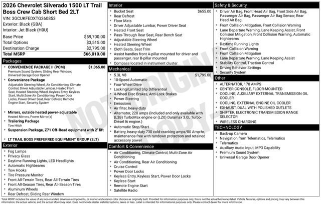 New 2026 Chevrolet Silverado 1500 LT Trail Boss w/ Convenience Package II
