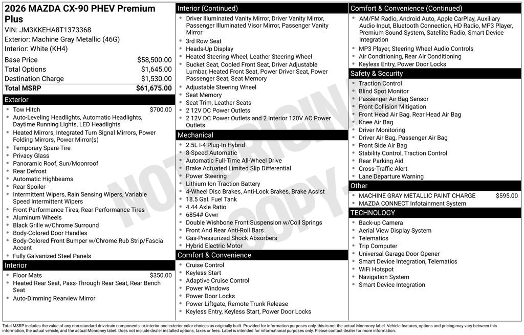 New 2026 MAZDA CX-90 Plug-In Hybrid w/ Premium Plus AWD/4WD image 3