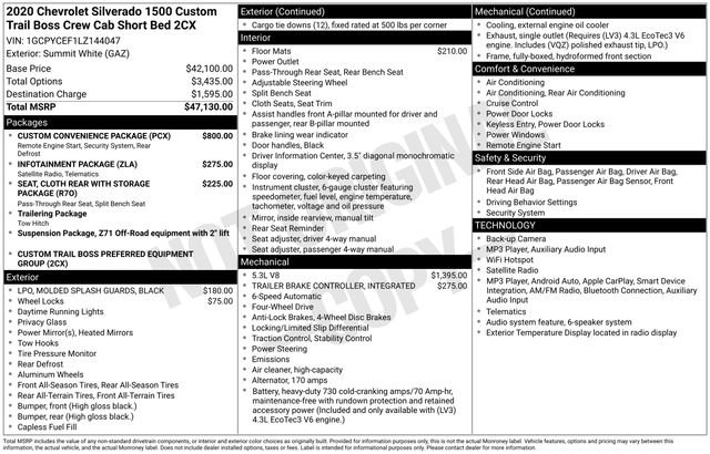 Certified 2020 Chevrolet Silverado 1500 Custom Trail Boss w/ Custom Convenience Package AWD/4WD image 26