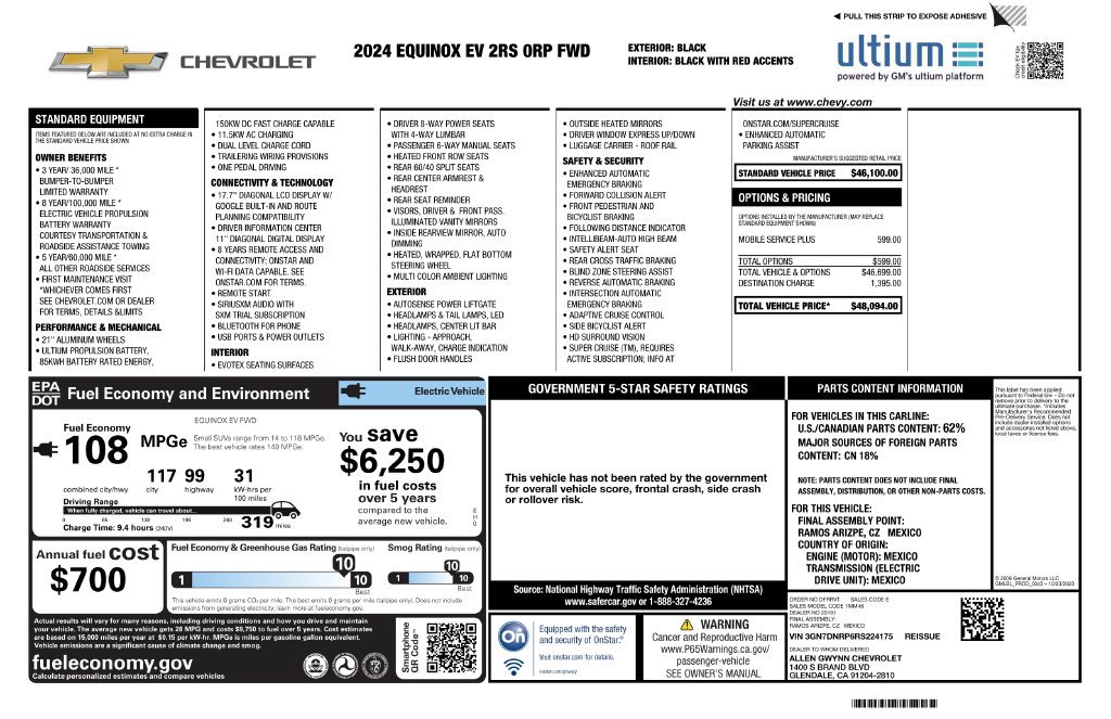 Used 2024 Chevrolet Equinox EV RS FWD image 2
