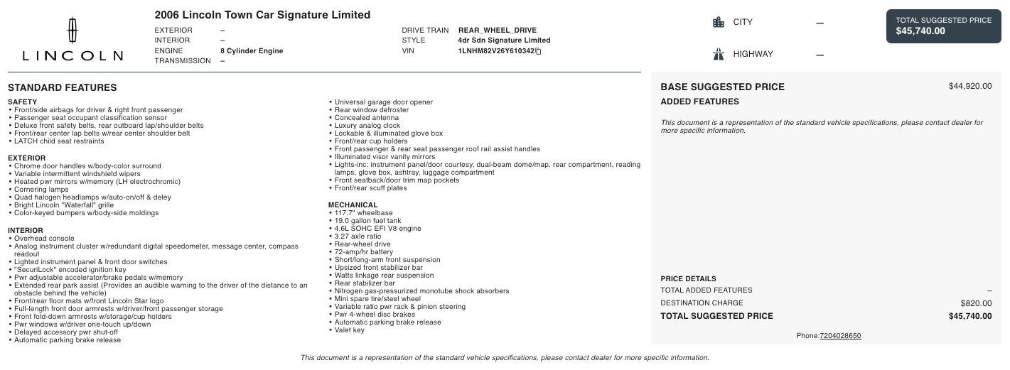 Used 2006 Lincoln Town Car Signature Limited RWD image 2