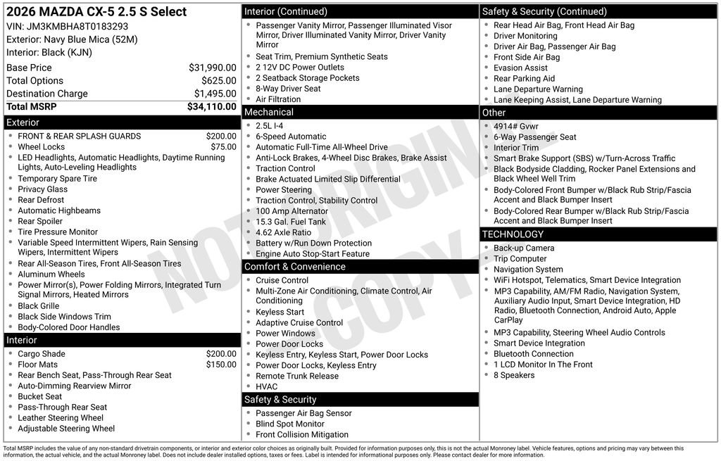 New 2026 MAZDA CX-5 Select AWD/4WD image 10