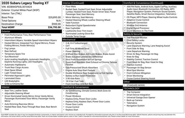 Used 2020 Subaru Legacy Touring XT image 4