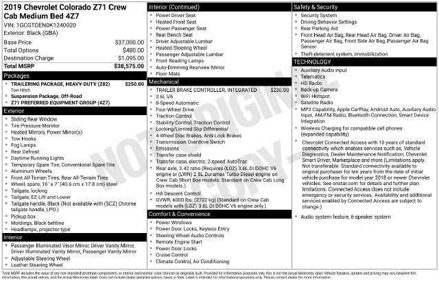 Certified 2019 Chevrolet Colorado Z71 AWD/4WD image 33