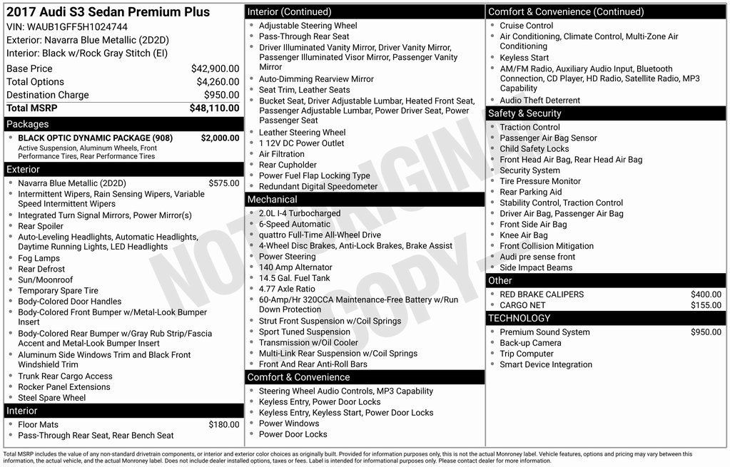 Used 2017 Audi S3 Premium Plus w/ Black Optic Dynamic Package image 2