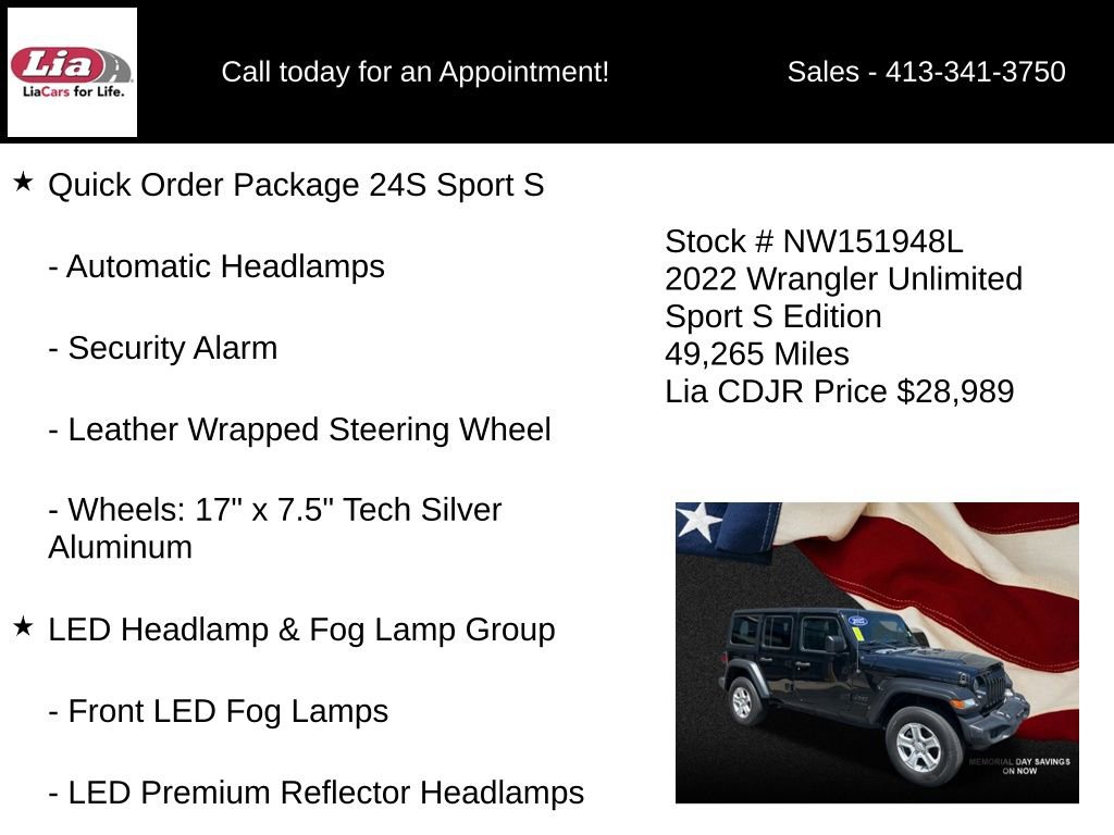 Used 2022 Jeep Wrangler Unlimited Sport AWD/4WD image 11