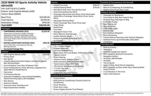 Used 2020 BMW X3 xDrive30i w/ Convenience Package image 9
