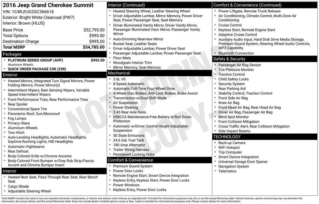 Used 2016 Jeep Grand Cherokee Summit w/ Platinum Series Group image 6