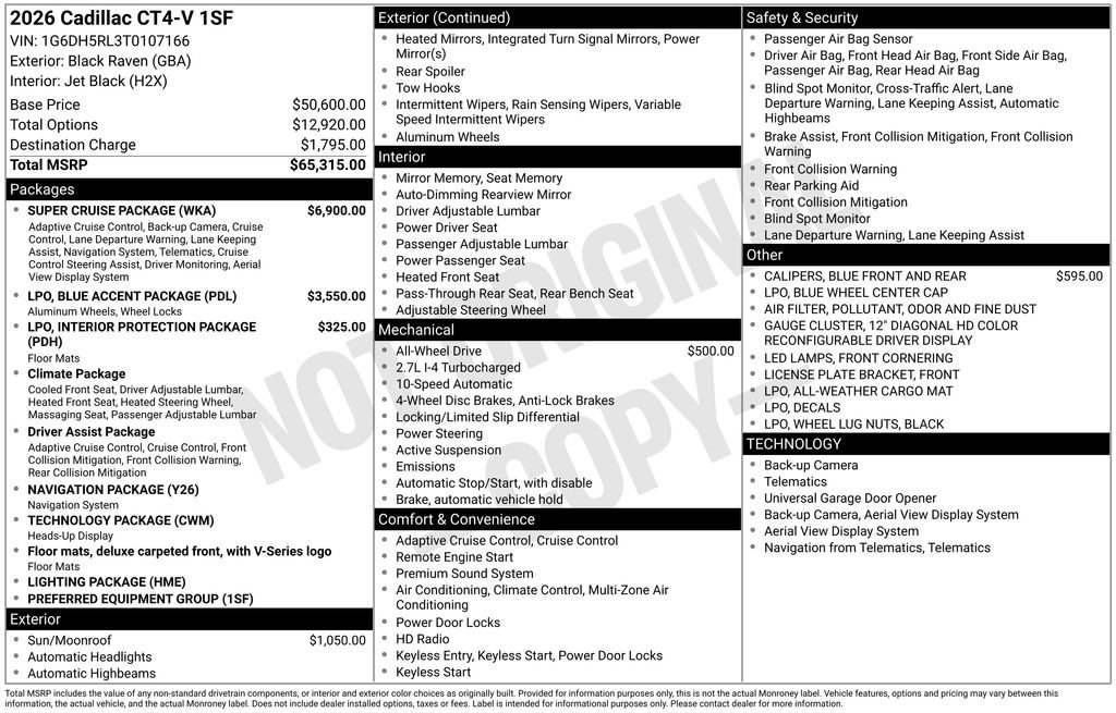 New 2026 Cadillac CT4 V w/ Super Cruise Package AWD/4WD image 4