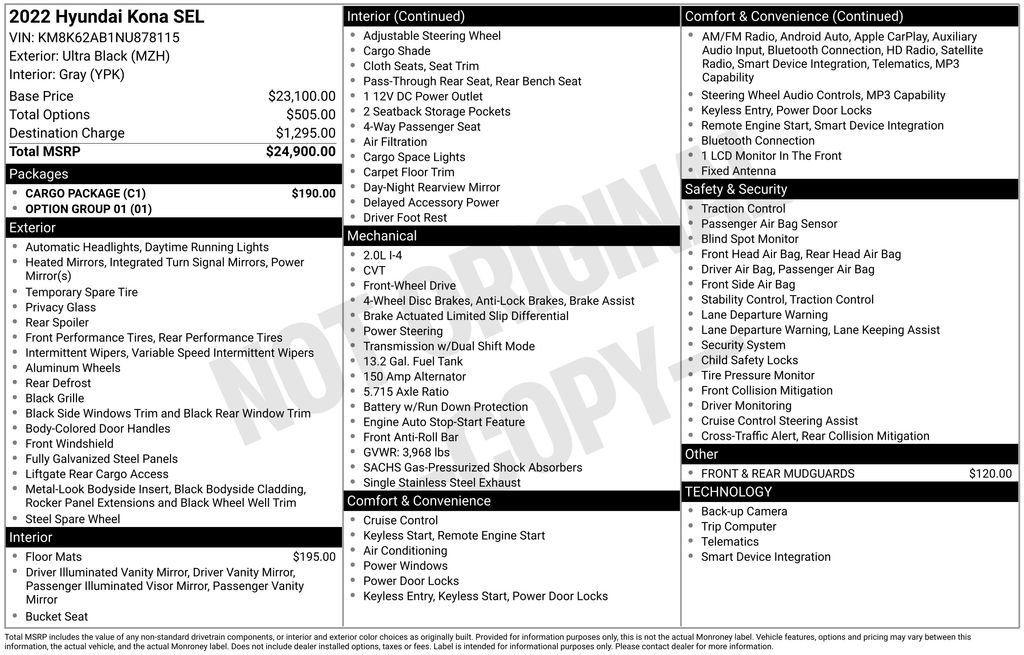 Used 2022 Hyundai Kona SEL w/ Cargo Package FWD image 34