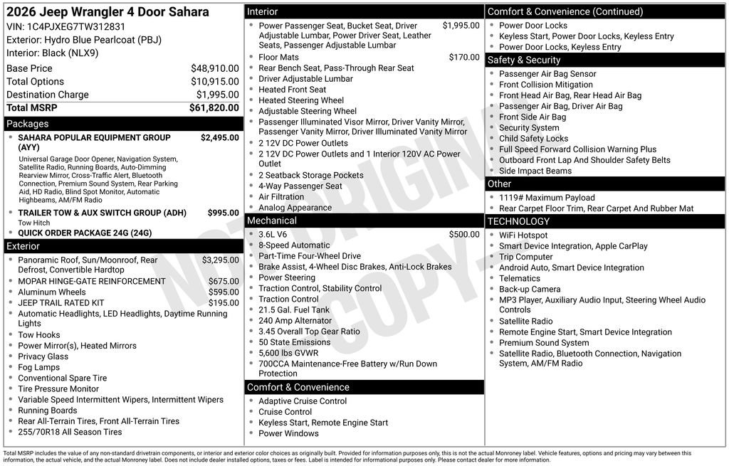New 2026 Jeep Wrangler Unlimited Sahara AWD/4WD image 10