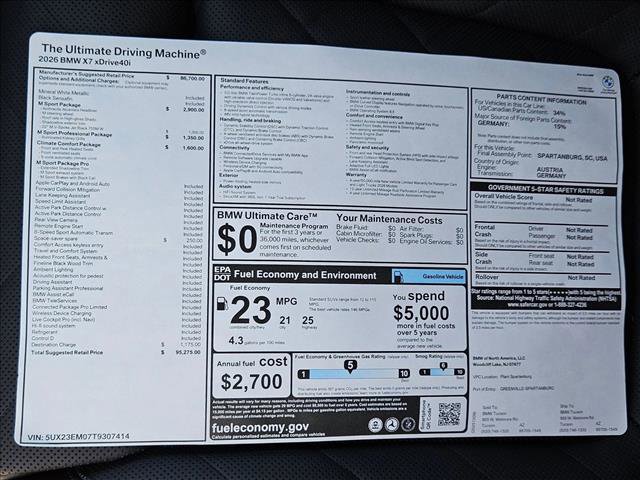 New 2026 BMW X7 xDrive40i w/ M Sport Package image 19