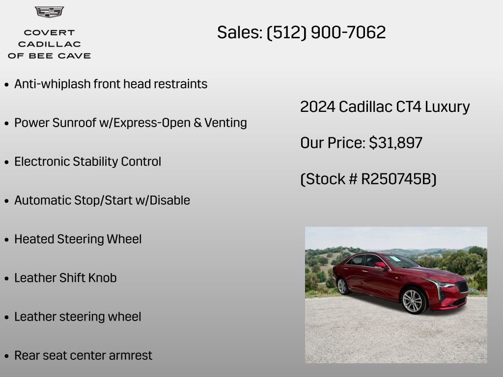Certified 2024 Cadillac CT4 Luxury w/ Sun And Sound Package RWD image 26