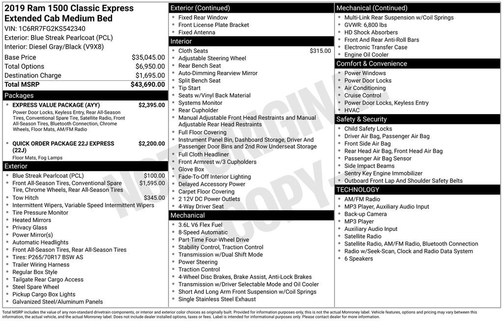 Certified 2019 RAM 1500 Express w/ Express Value Package AWD/4WD image 7