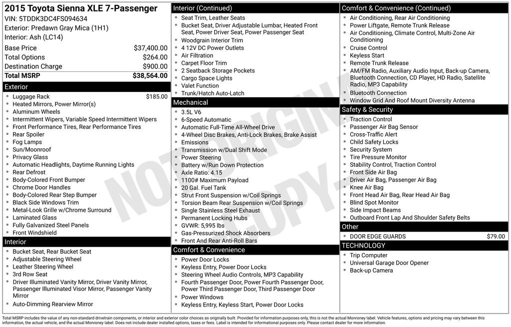 Used 2015 Toyota Sienna XLE AWD/4WD image 37