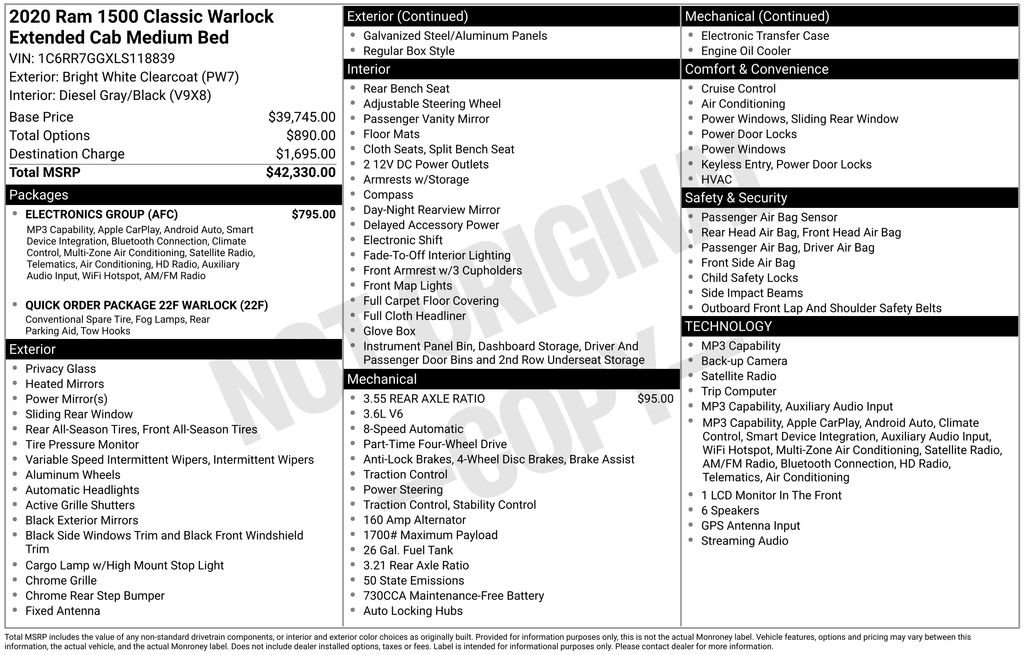 Used 2020 RAM 1500 Classic Warlock w/ Electronics Group image 32