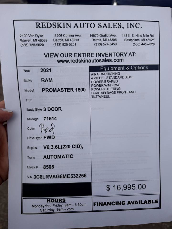 Used 2021 RAM ProMaster 1500 FWD image 13