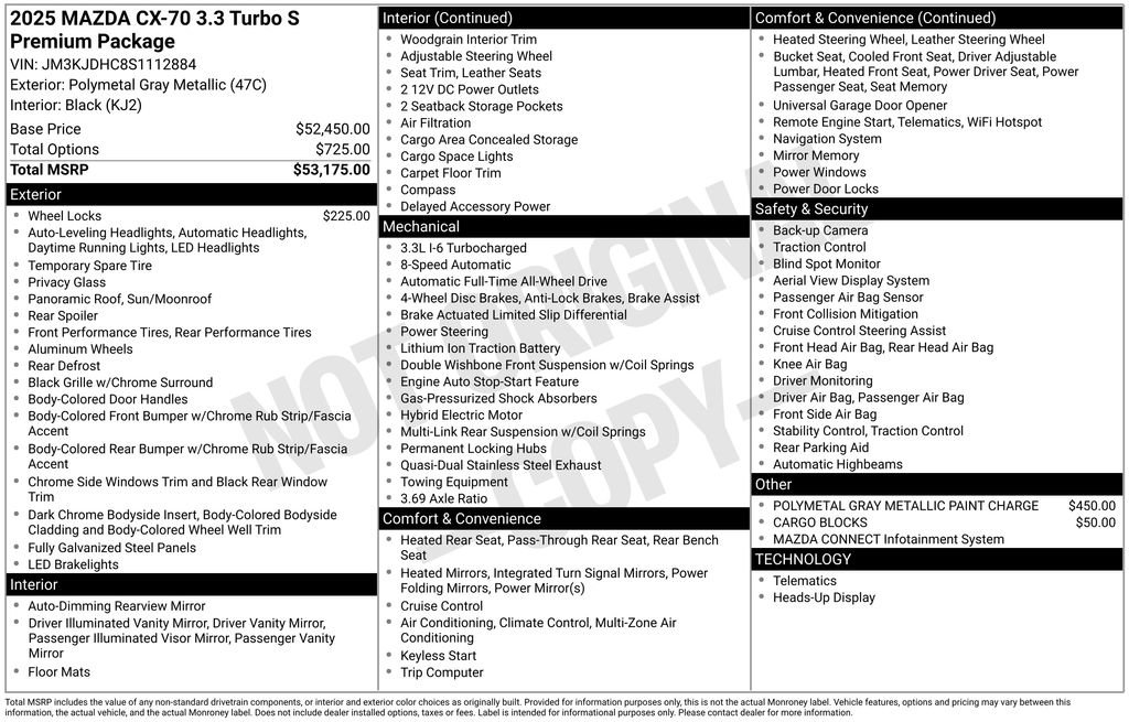New 2025 MAZDA CX-70 3.3 Turbo S w/ Premium Package image 6