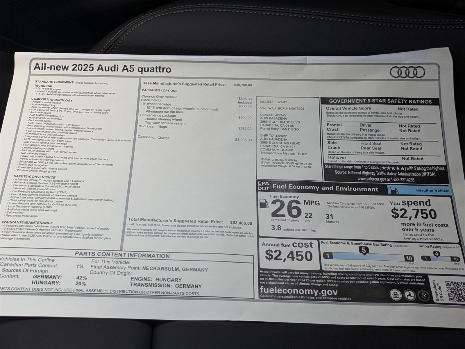 New 2025 Audi A5 2.0T Premium image 18