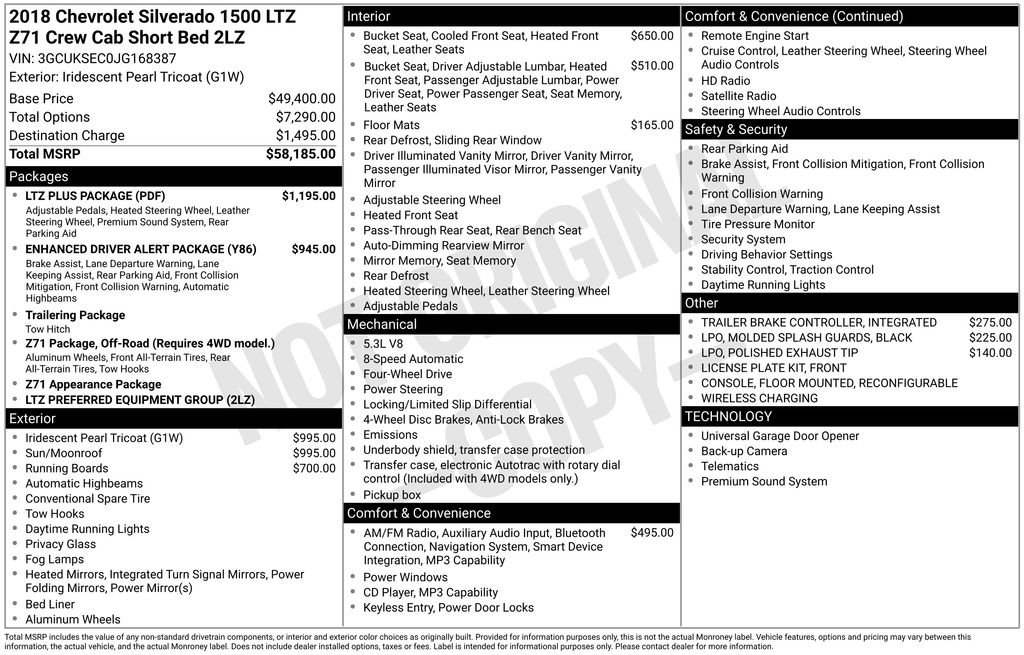Used 2018 Chevrolet Silverado 1500 LTZ Z71 w/ LTZ Plus Package AWD/4WD image 31