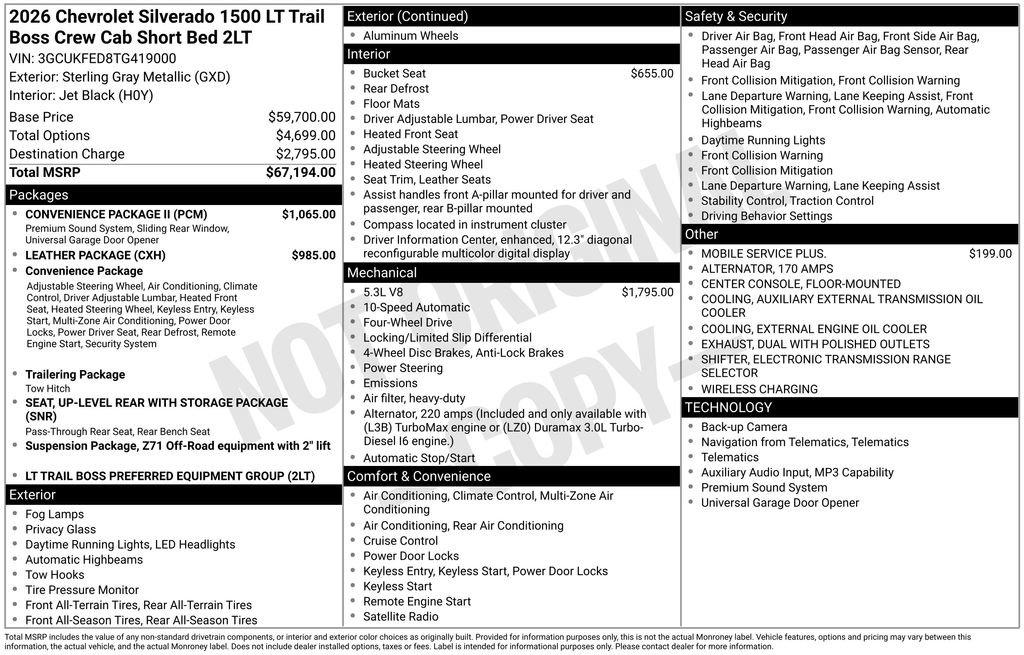 New 2026 Chevrolet Silverado 1500 LT Trail Boss w/ Convenience Package II AWD/4WD image 23