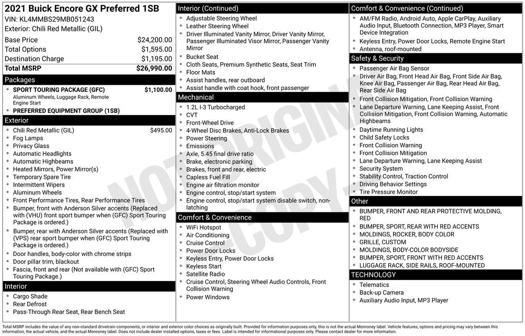 Used 2021 Buick Encore GX Preferred w/ Sport Touring Package image 6