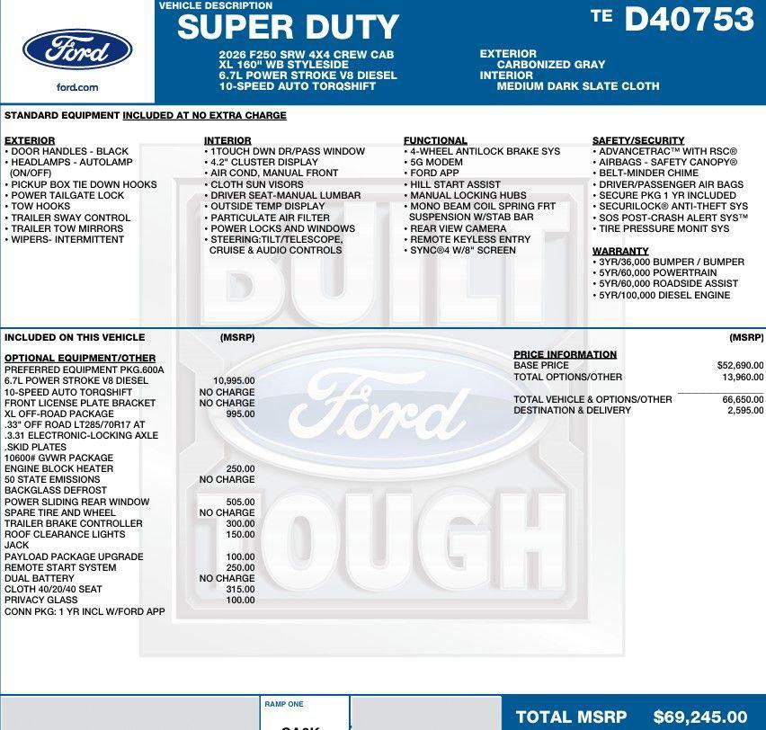 New 2026 Ford F250 XL w/ XL Off-Road Package image 2