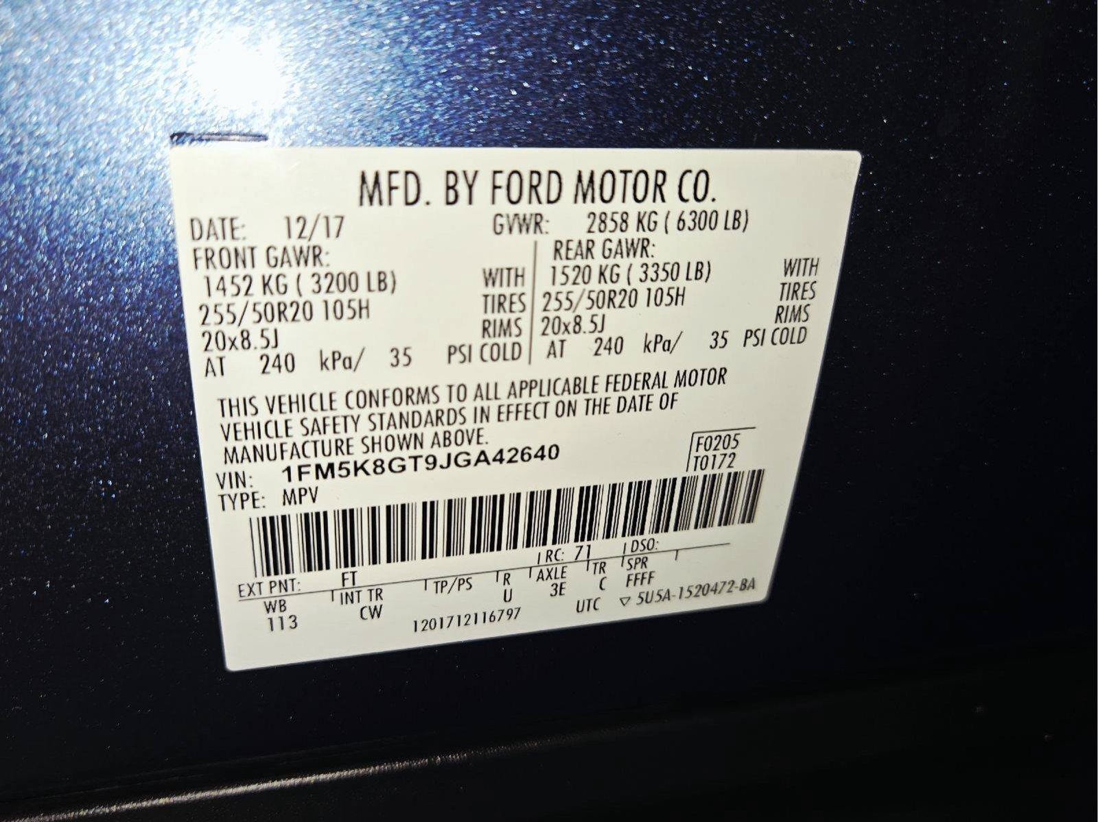 Certified 2018 Ford Explorer Sport w/ Equipment Group 401A AWD/4WD image 70