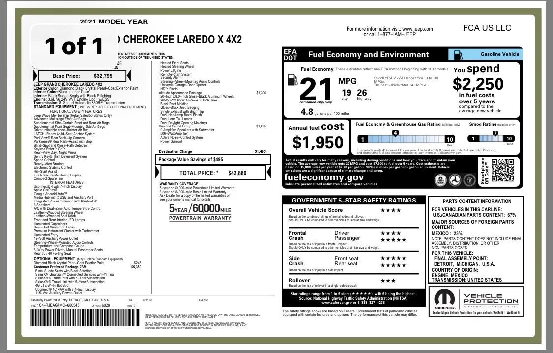 Used 2021 Jeep Grand Cherokee Laredo X image 37