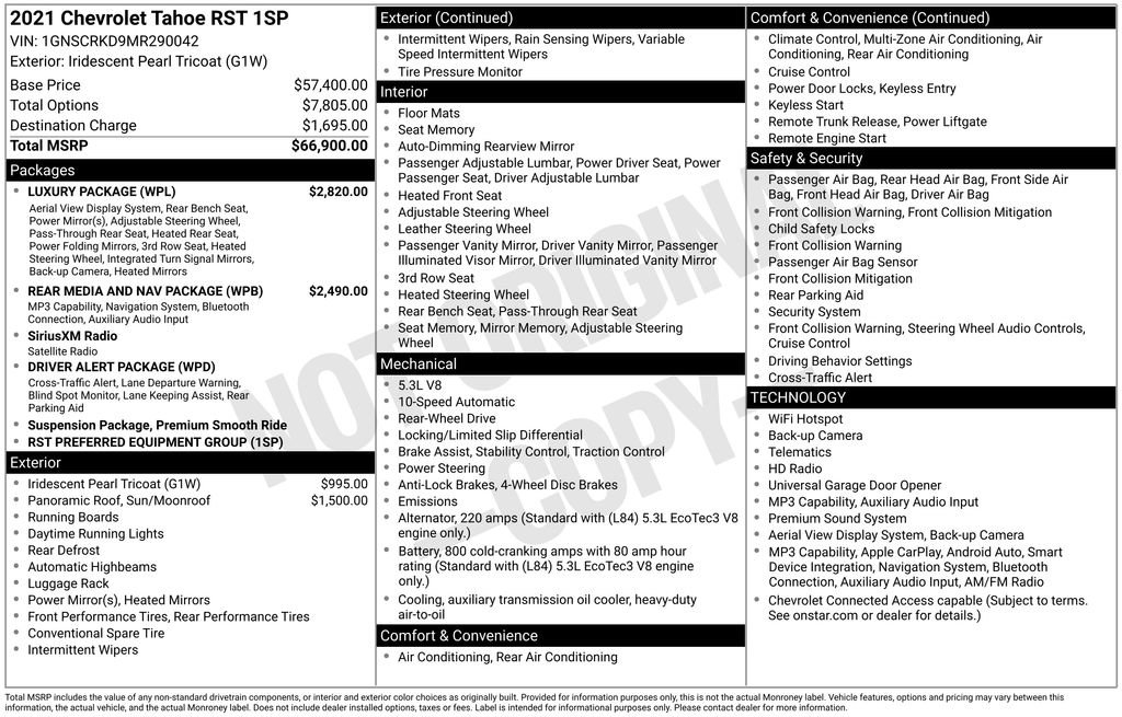 Used 2021 Chevrolet Tahoe RST w/ Luxury Package RWD image 4