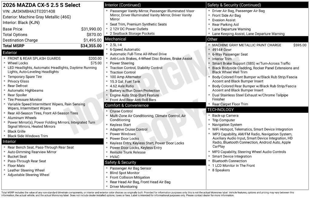 New 2026 MAZDA CX-5 Select AWD/4WD image 2