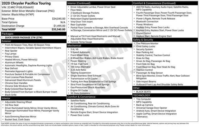 Used 2020 Chrysler Pacifica Touring FWD image 34
