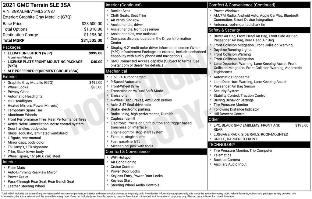 Used 2021 GMC Terrain SLE w/ Elevation Edition FWD image 2