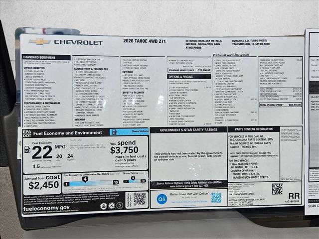 New 2026 Chevrolet Tahoe Z71 w/ Z71 Off-Road Package image 16