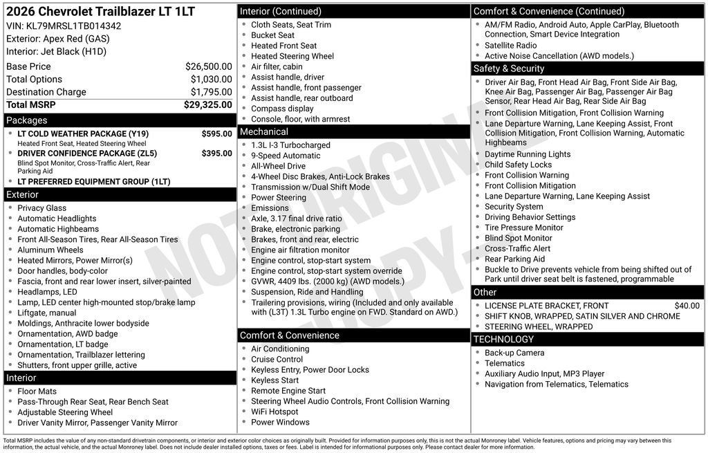 New 2026 Chevrolet TrailBlazer LT w/ LT Cold Weather Package AWD/4WD image 32