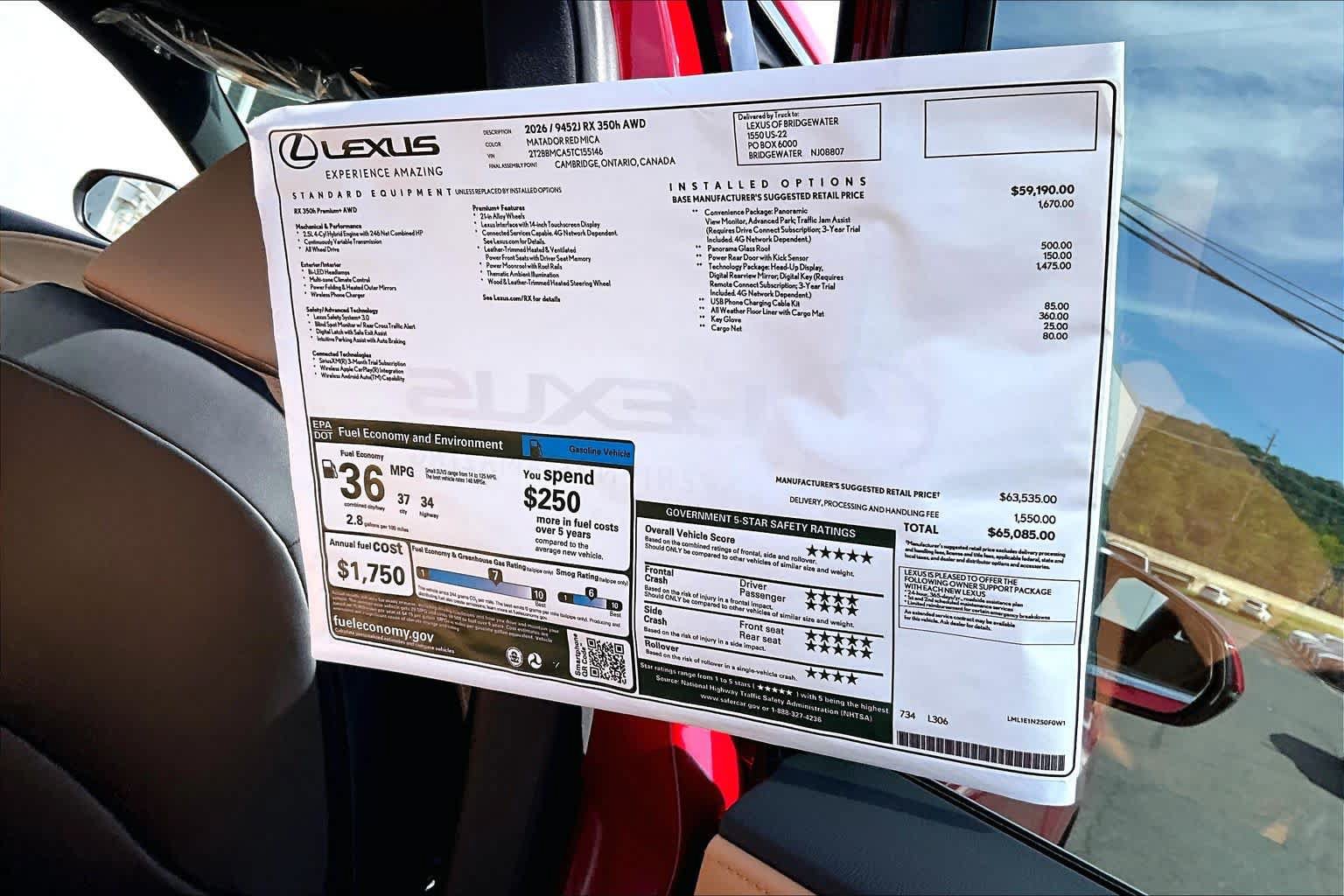 New 2026 Lexus RX 350 w/ Convenience Package AWD/4WD image 14