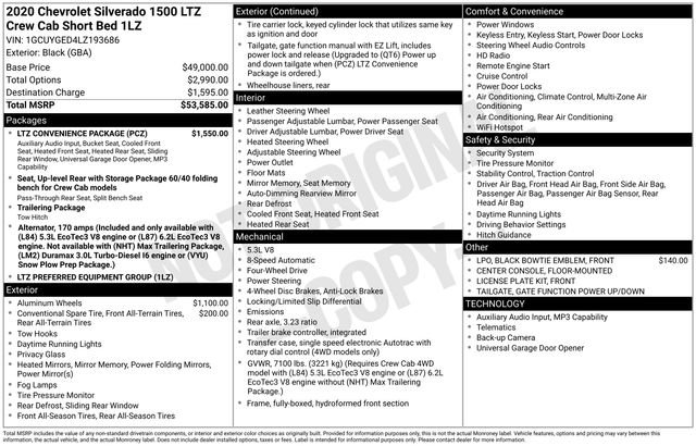 Certified 2020 Chevrolet Silverado 1500 LTZ w/ LTZ Convenience Package image 37