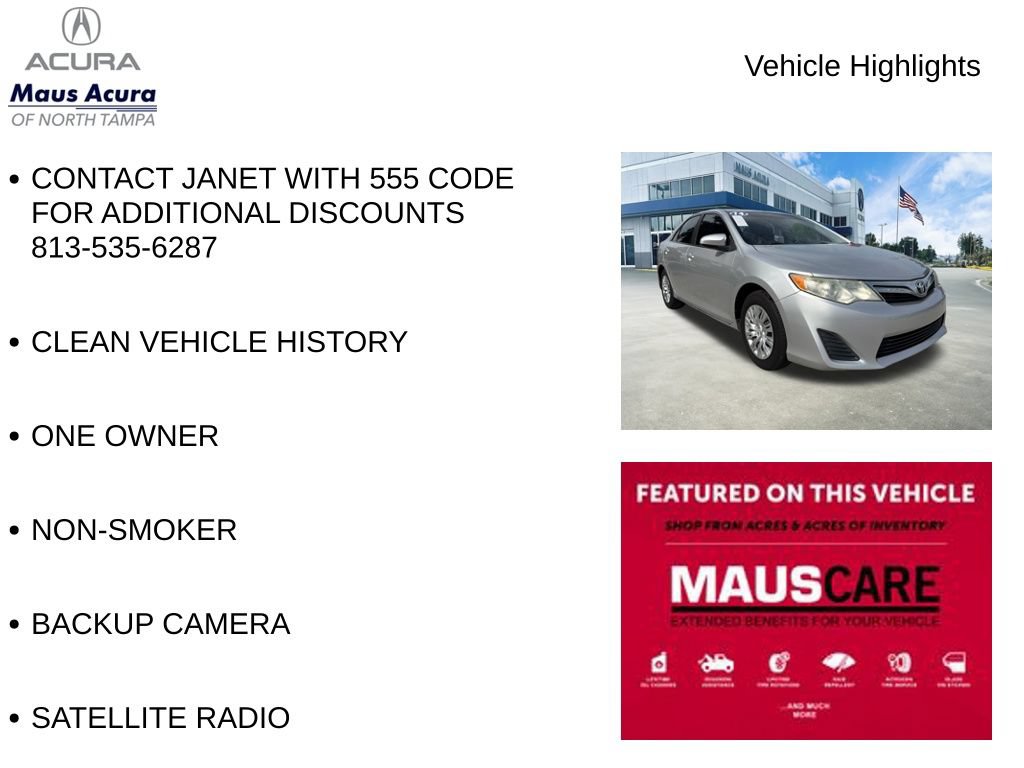Used 2014 Toyota Camry LE FWD image 8
