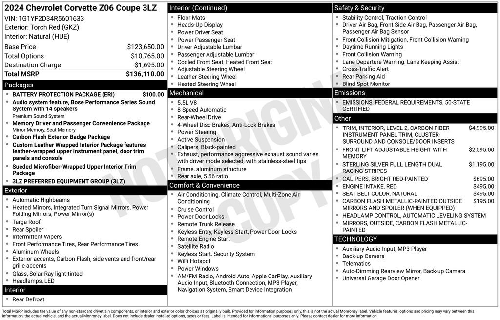 Used 2024 Chevrolet Corvette Z06 w/ Battery Protection Package image 48