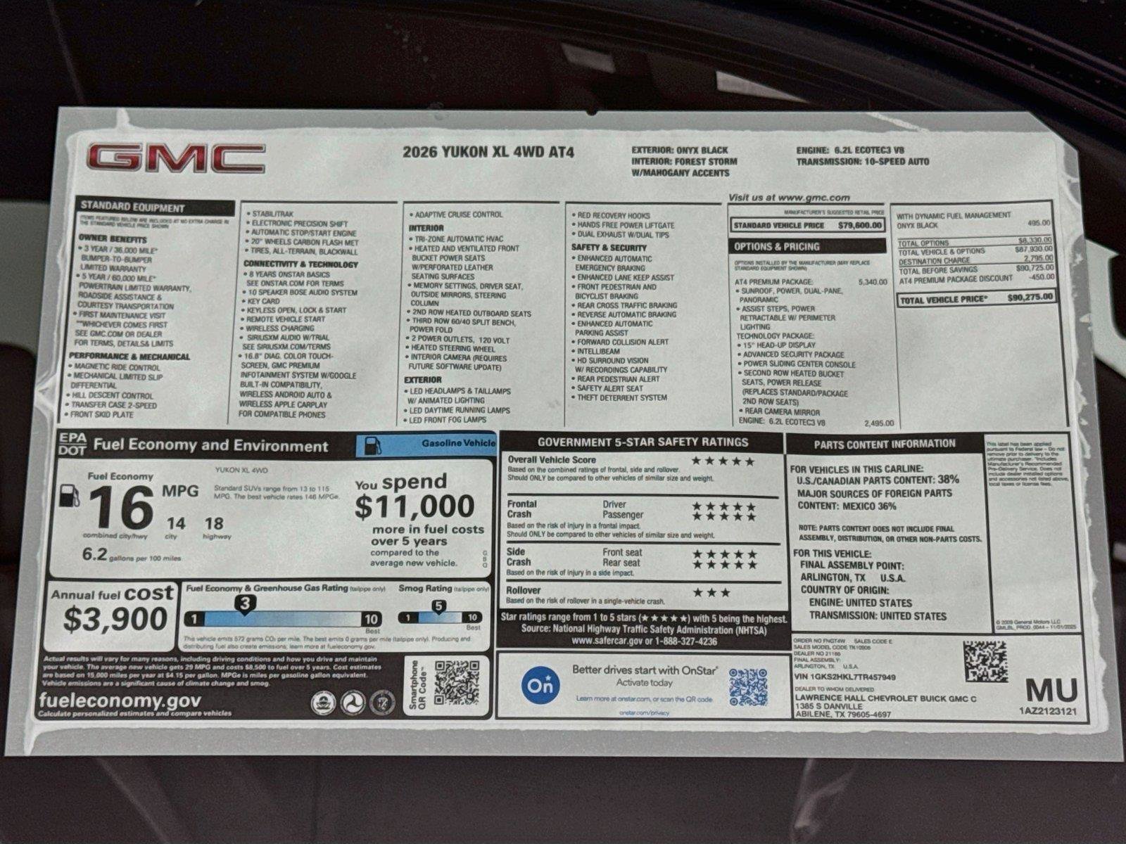 New 2026 GMC Yukon XL AT4 w/ AT4 Premium Package AWD/4WD image 20
