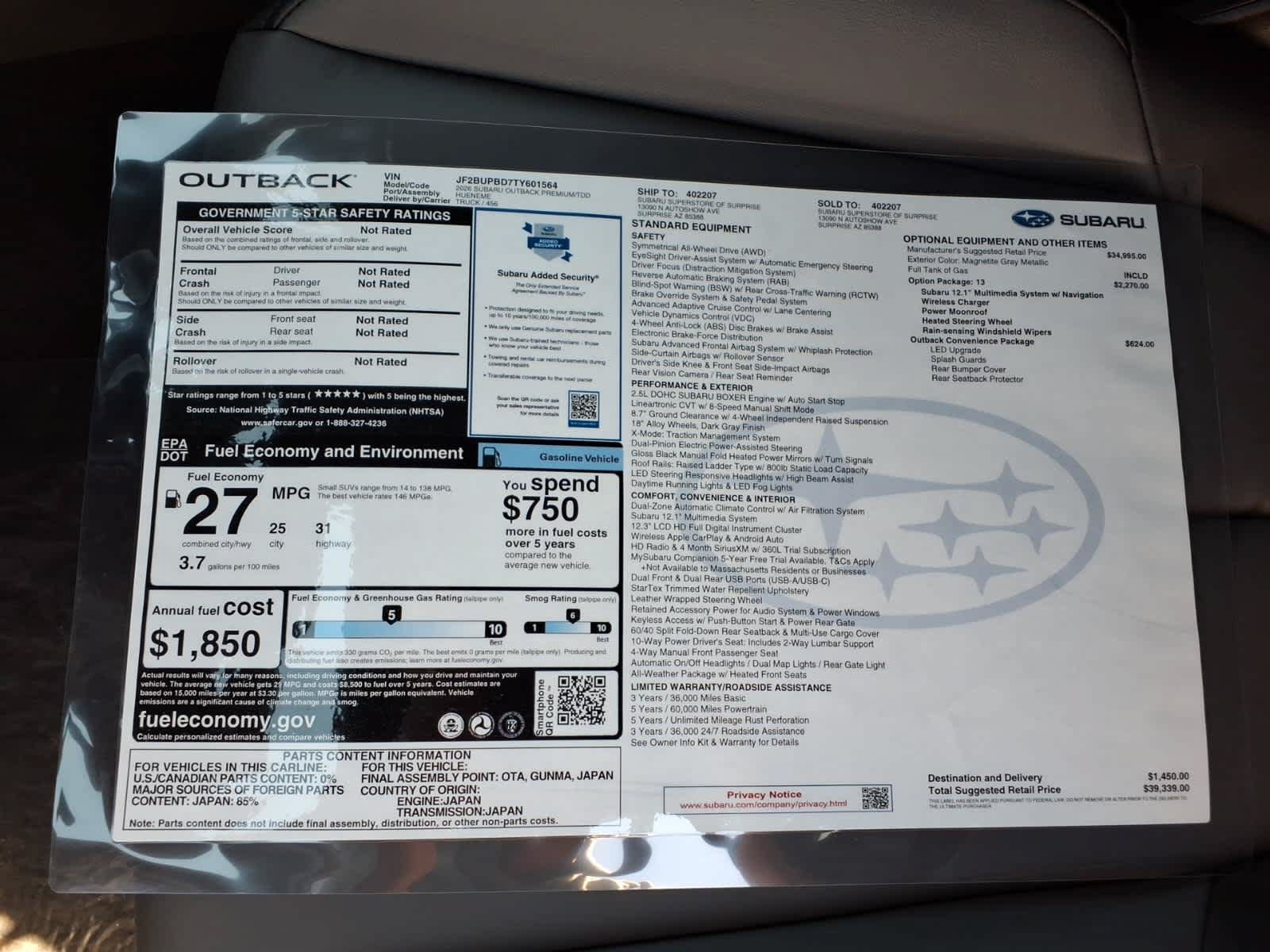 New 2026 Subaru Outback Premium AWD/4WD image 41