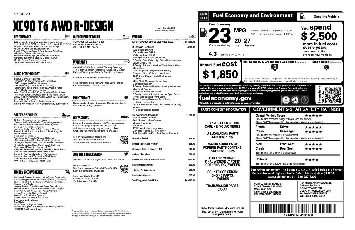 Used 2018 Volvo XC90 T6 R-Design w/ Convenience Package image 2