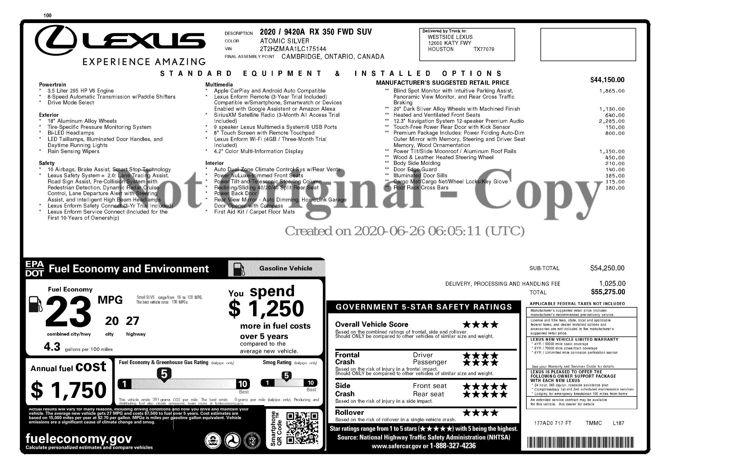 Used 2020 Lexus RX 350 FWD w/ Premium Package image 3