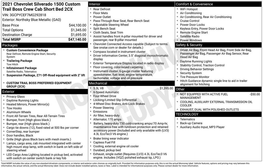 Used 2021 Chevrolet Silverado 1500 Custom Trail Boss AWD/4WD image 6