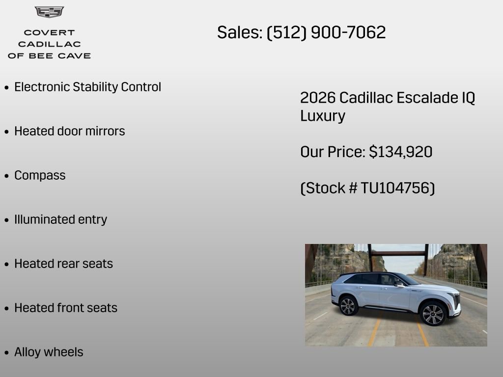 New 2026 Cadillac Escalade IQ Luxury 1 w/ LPO, Floor Liner Package AWD/4WD image 12