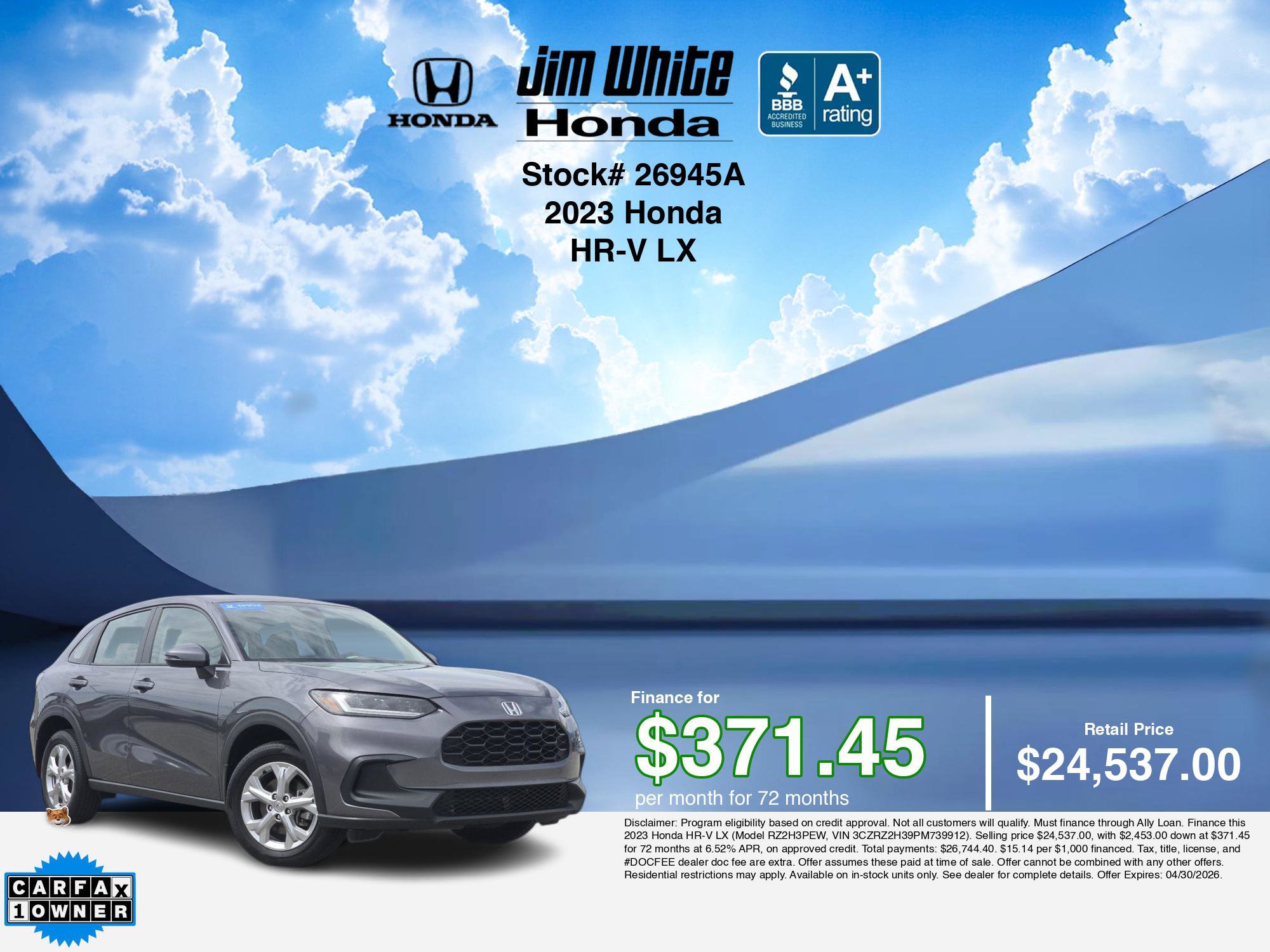 Used 2023 Honda HR-V LX image 3